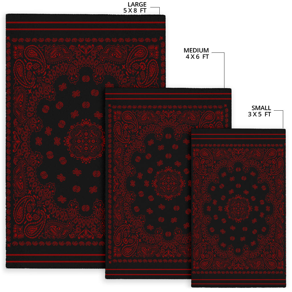 Area Rug One - Maroon on Black