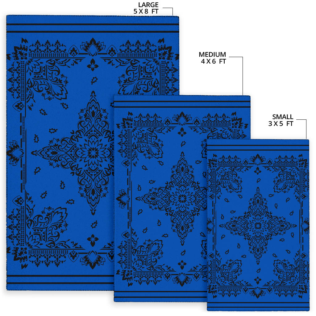 Area Rug Two - Black on Cobalt