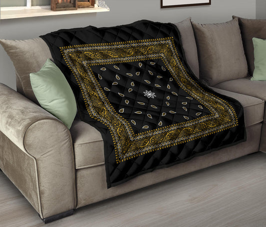 Quilt 4 Gold White and Black Bandana Quilt