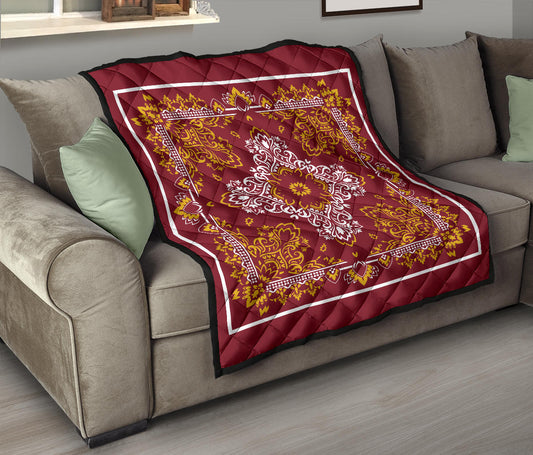 Quilt 3 White Gold on Maroon Bandana Quilt