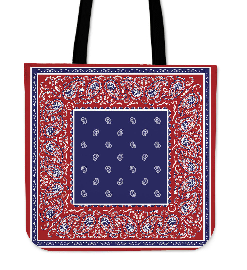 red white and blue bandana tote bag