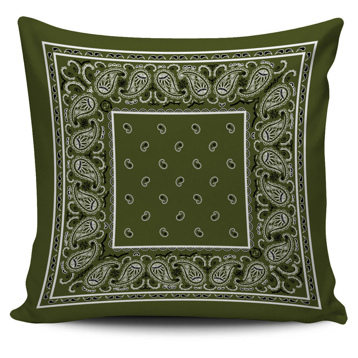 Army Green and Black Bandana Throw Pillow Covers - 2 Styles