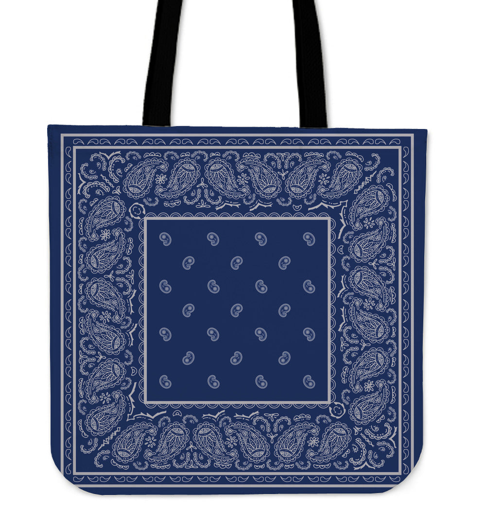 Blue and Gray Bandana tote Baga