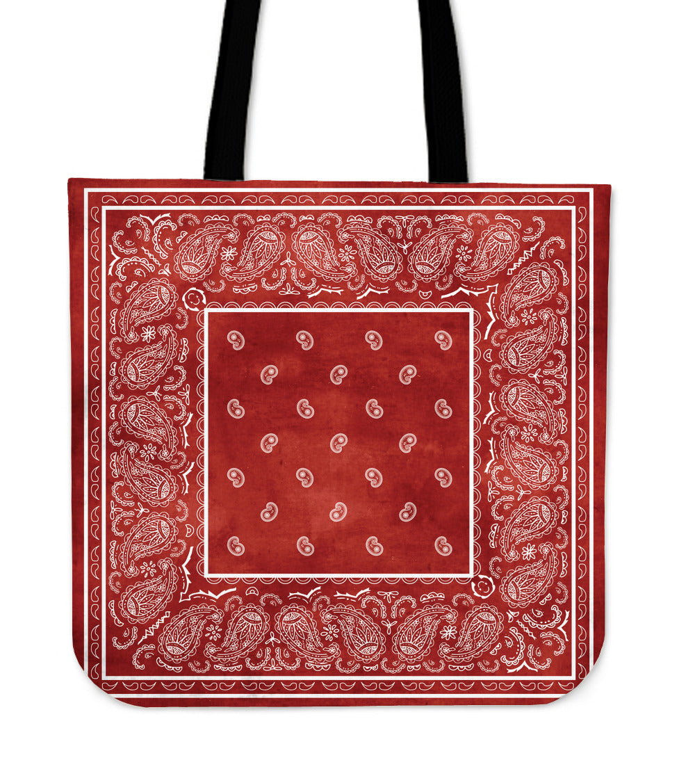 red and white bandana tote bag