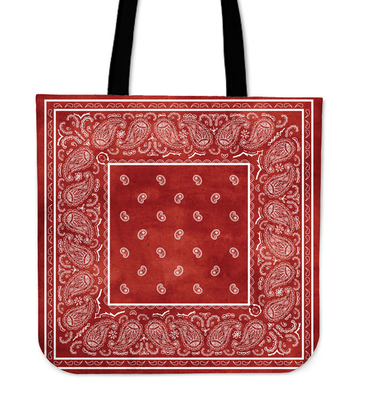 red and white bandana tote bag