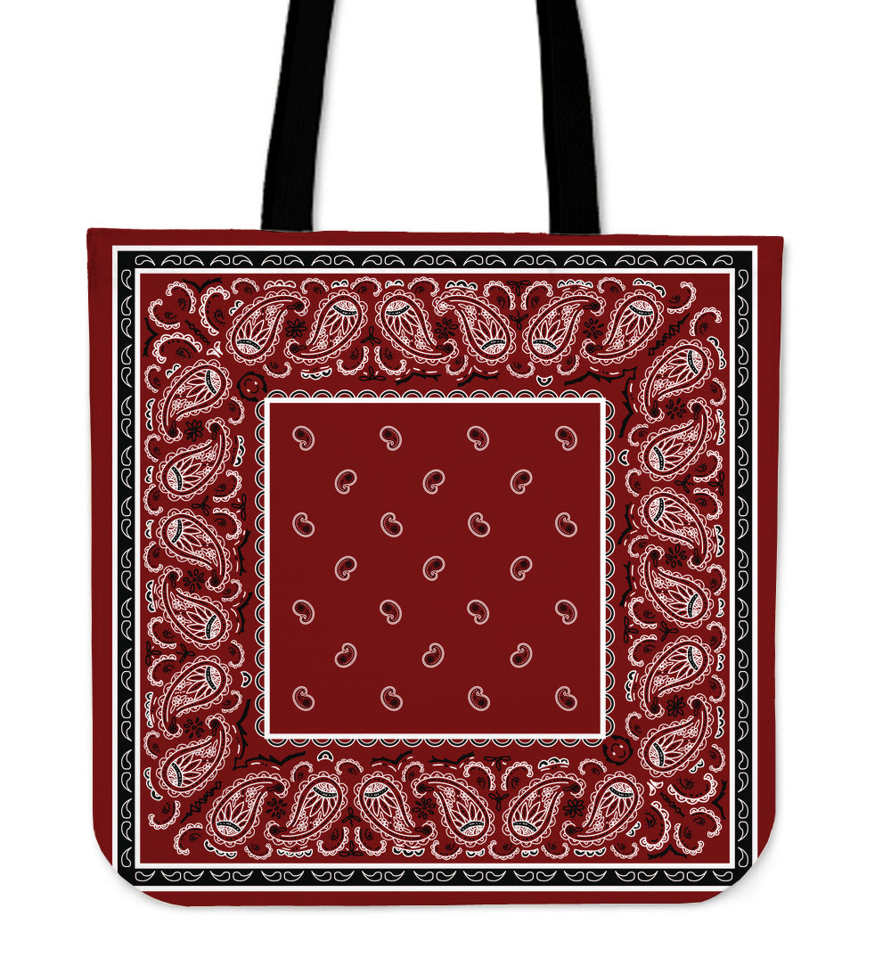 maroon red tot bag with black trim
