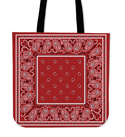 red bandana tote bag