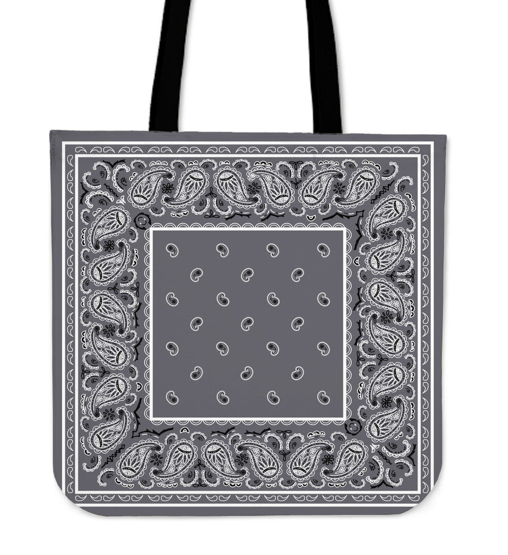 gray bandana tote bag