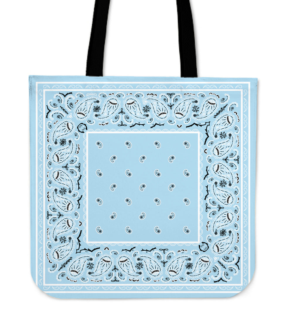 light blue bandana tote bag