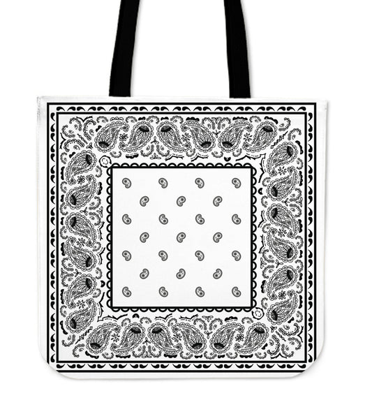 white bandana tote bag