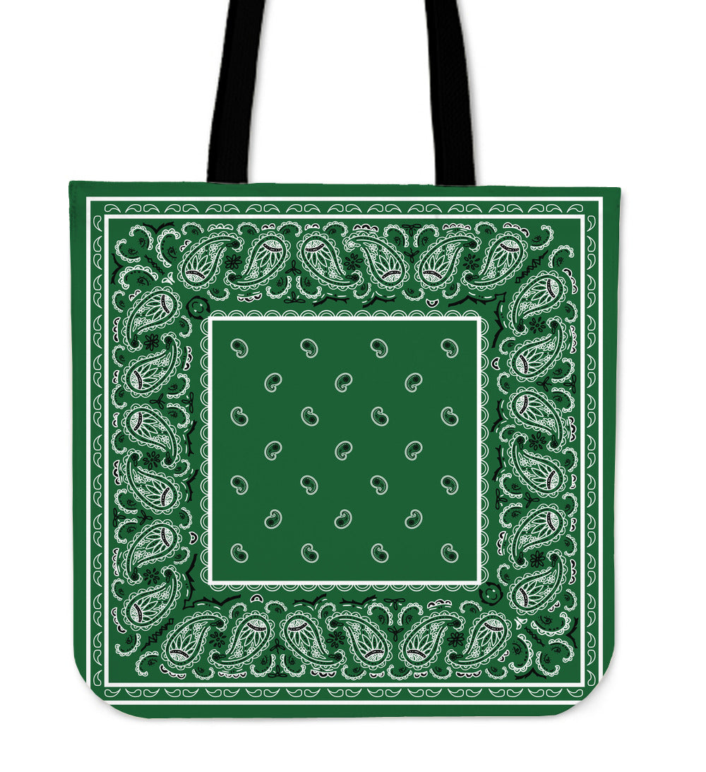 green bandana tote bag