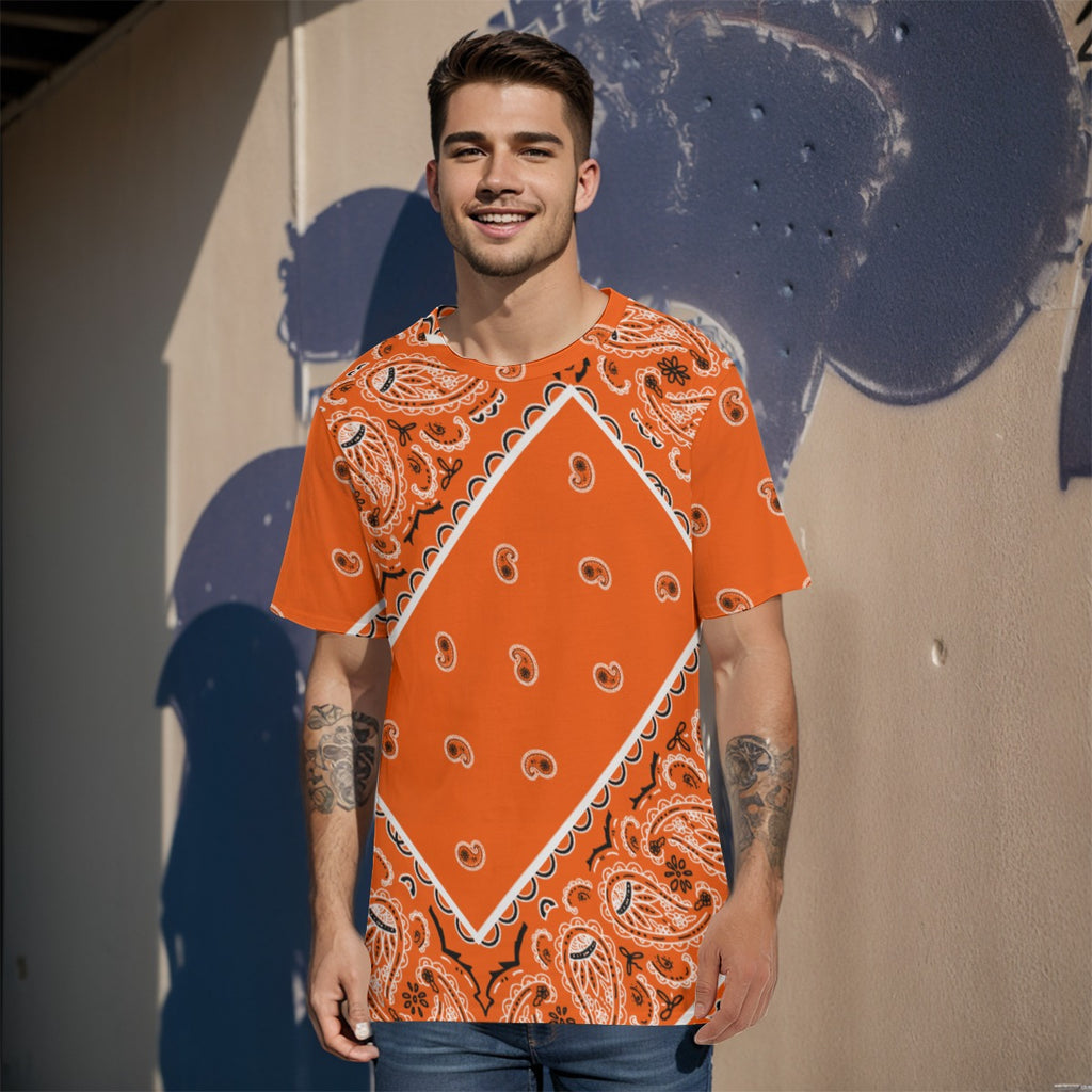 YAP - Men's Tilted Bright Orange OG Bandana  TShirt