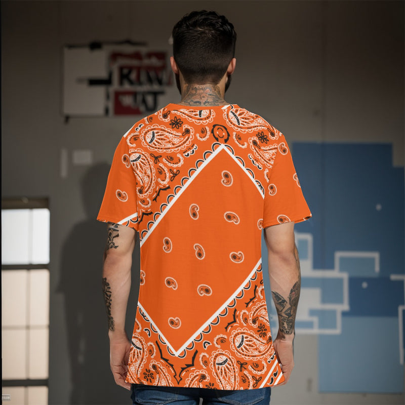 YAP - Men's Tilted Bright Orange OG Bandana  TShirt