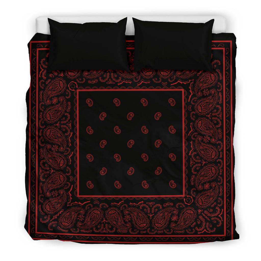 King Black and Red Bandana Duvet Cover Set