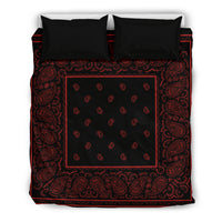 Queen Black and Red Bandana Duvet Cover Set