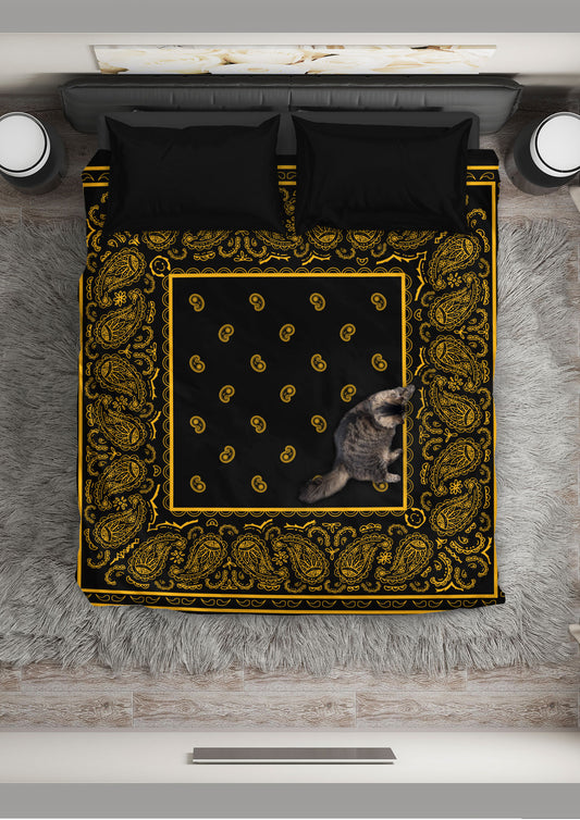 Black Gold Bandana Duvet Covet Set