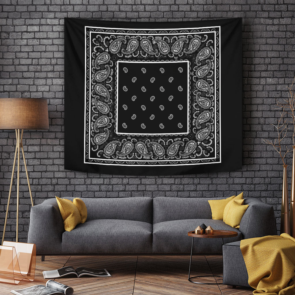 Black Bandana Wall Art Tapestry | The Bandana Blanket Company