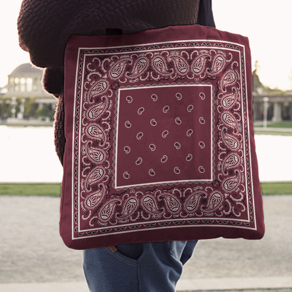 burgundy red bandana totes
