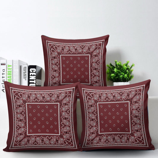 burgundy red bandana throw pillows