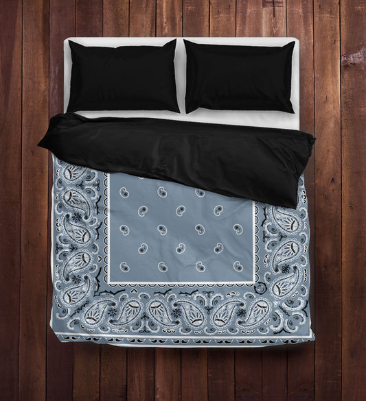 Slate Blue Bandana Duvet Cover Set
