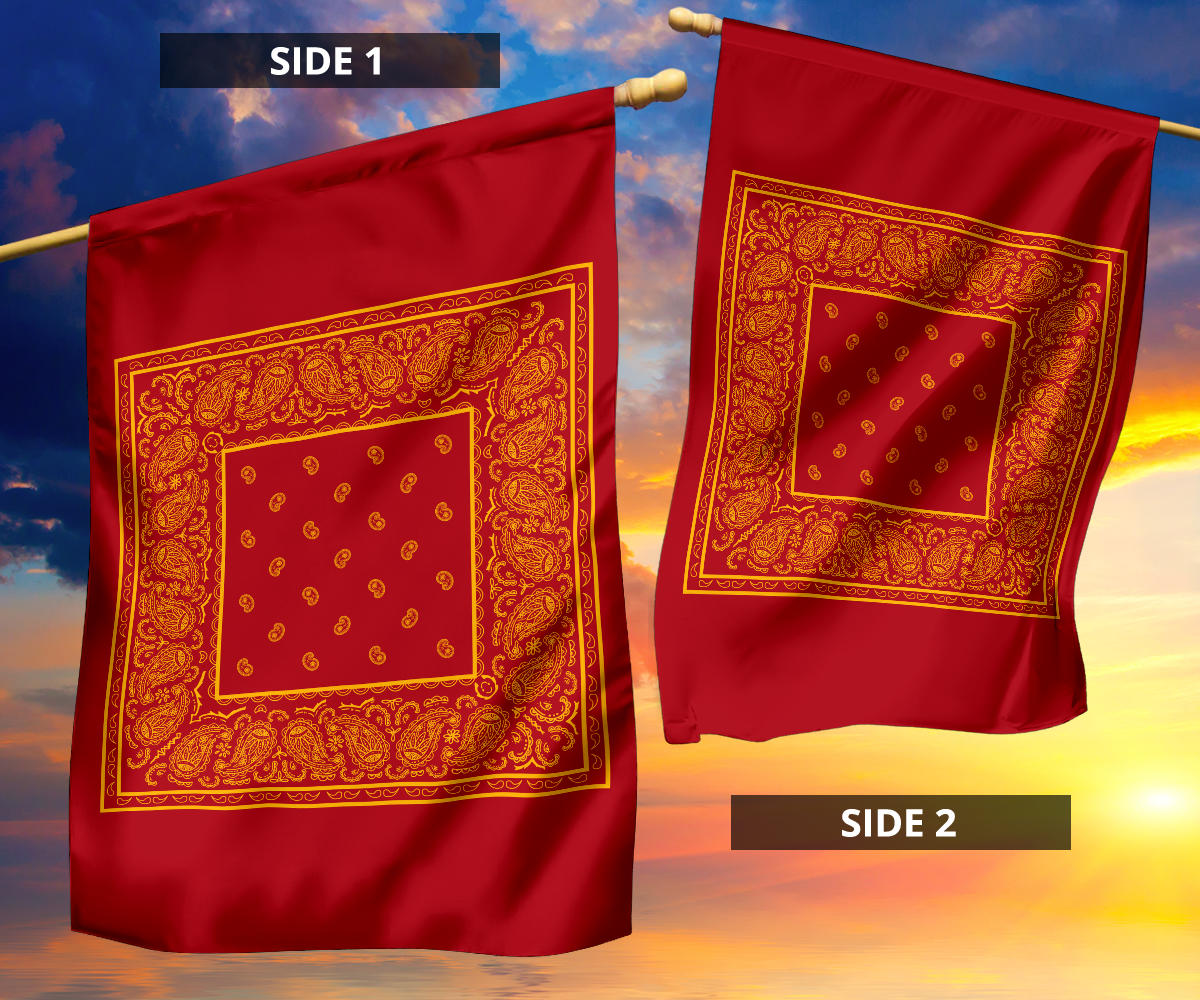 Red and Gold Bandana Home and Garden Flags