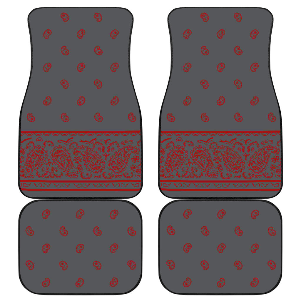 Quad Gray and Red Bandana Car Mats - Fancy