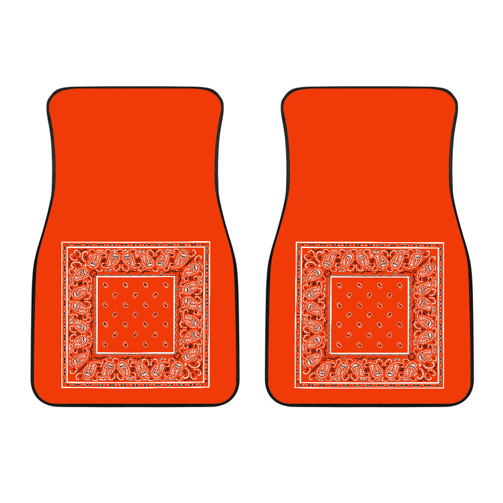 Dual Perfect Orange Bandana Car Mats - Minimal
