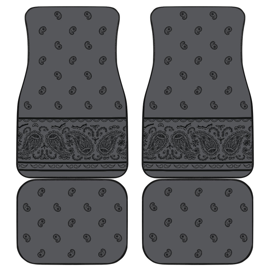 Quad Black and Gray Bandana Car Mats - Fancy