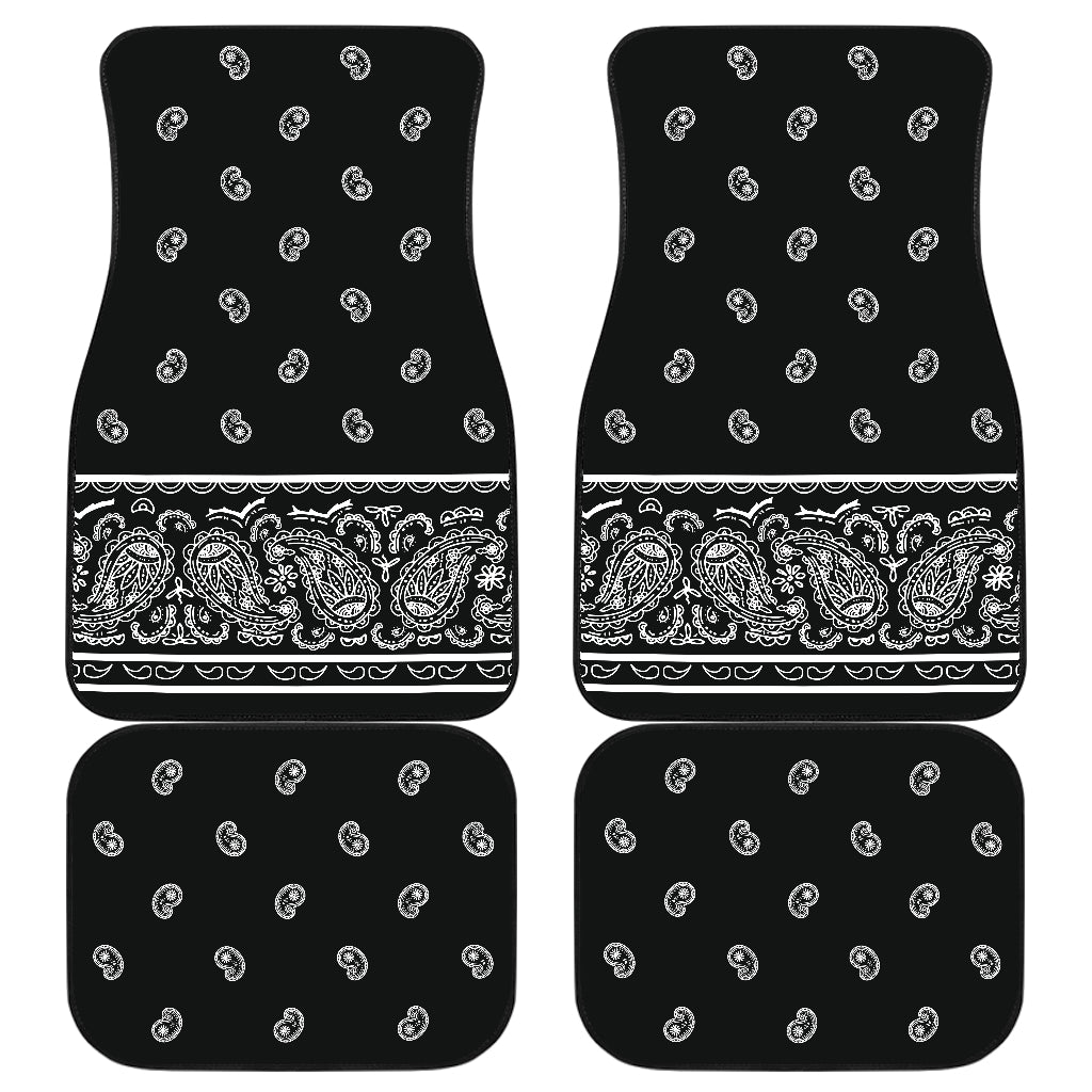 Quad Black Bandana Car Mats - Fancy