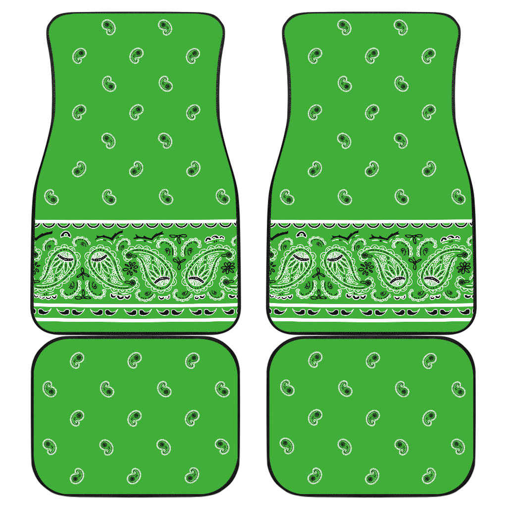 Quad Lime Green Bandana Car Floor Mats - Fancy
