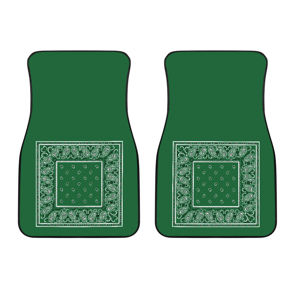 Dual Classic Green Bandana Car Mats - Minimal