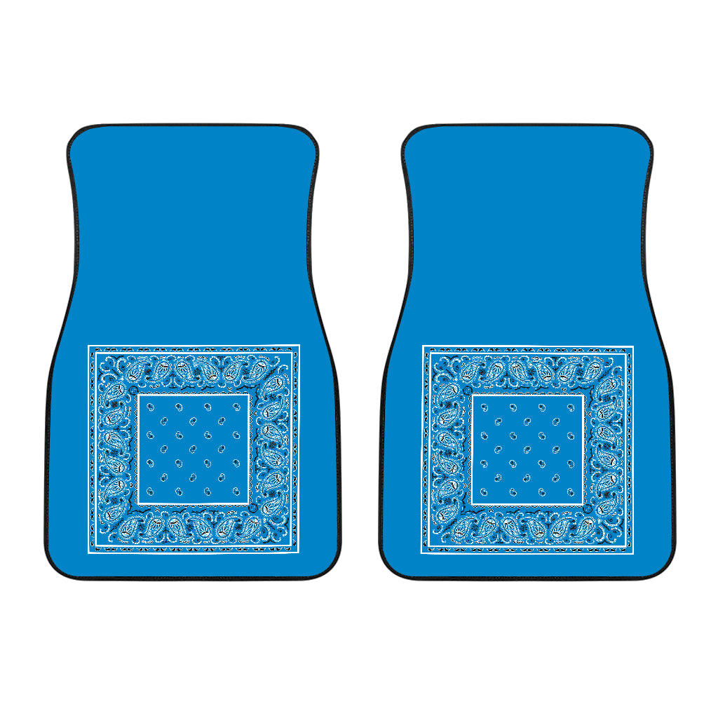 Dual Sky Blue Bandana Car Mats - Minimal