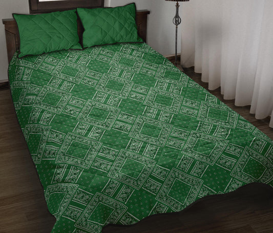 Quilt Set - Classic Green Bandana DB Quilt w/Shams