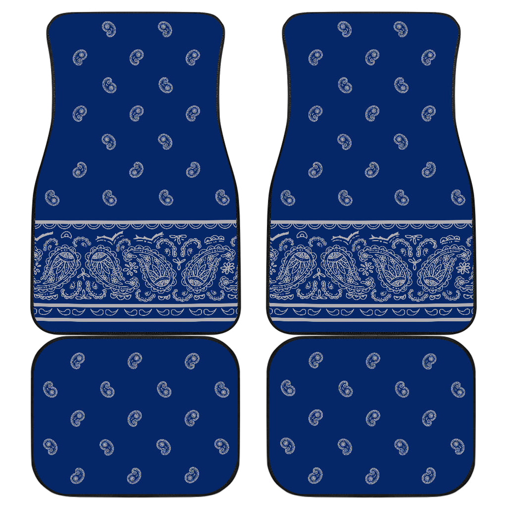 Quad Blue and Gray Bandana Car Mats - Fancy