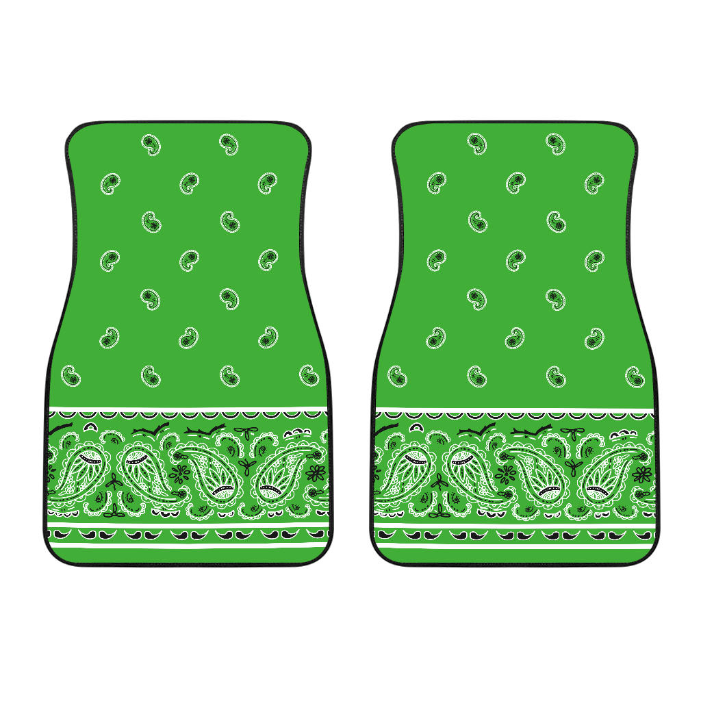 Dual Lime green Bandana Car Floor Mats - Fancy