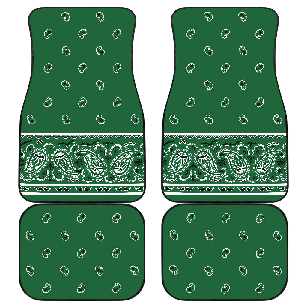Quad Classic Green Bandana Car Mats - Fancy