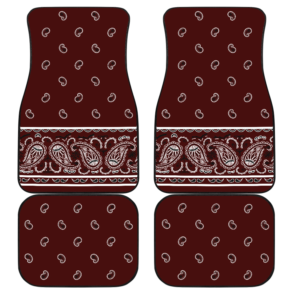 Quad Burgundy Bandana Car Mats - Fancy