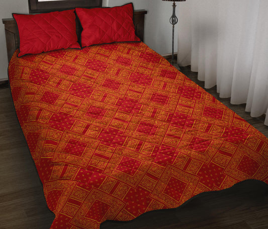 Quilt Set - Red and Gold Bandana DB Quilt w/Shams