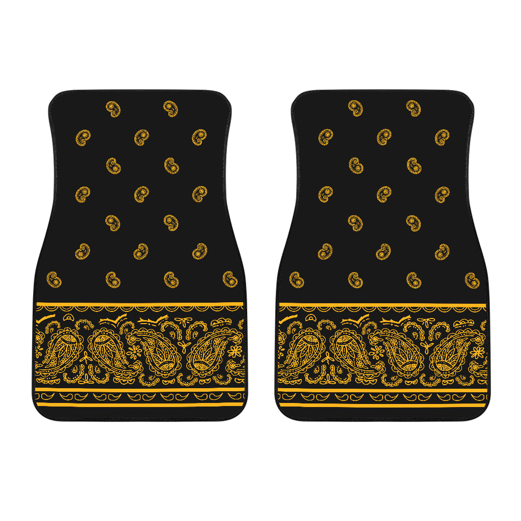 Dual Black Gold Bandana Car Mats - Fancy