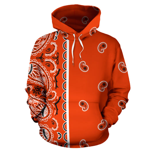 orange bandana pullover hoodie front view
