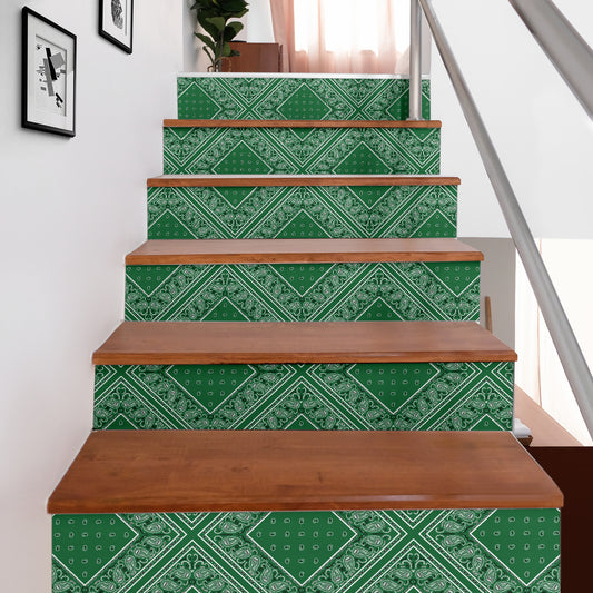 Classic Green Bandana Stair Stickers 6 Steps