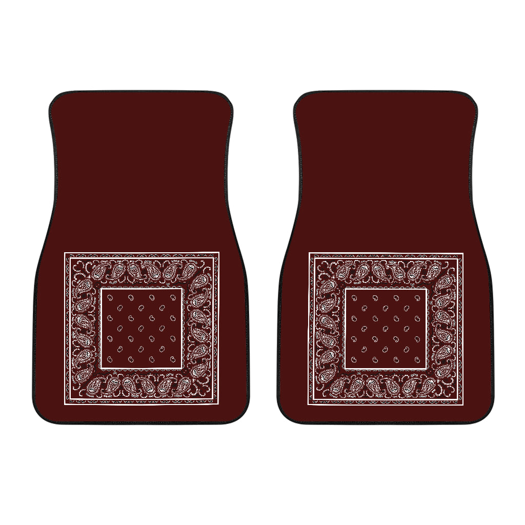 Dual Burgundy Bandana Car Mats - Minimal