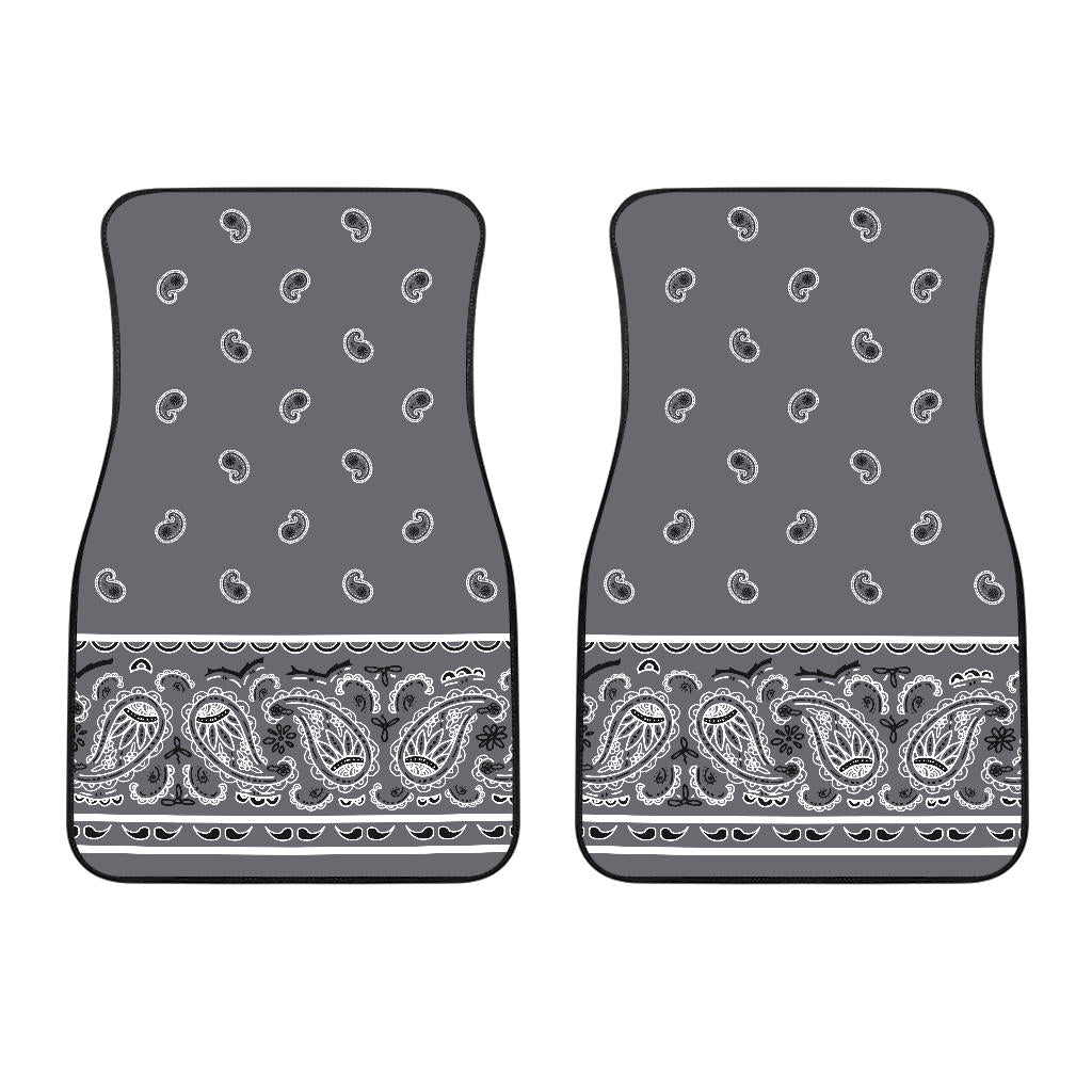 Dual Classic Gray Bandana Car Mats - Fancy