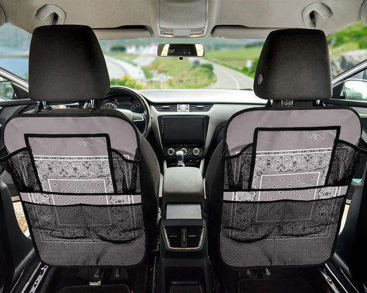 Classic Gray Bandana Car Seat Organizers