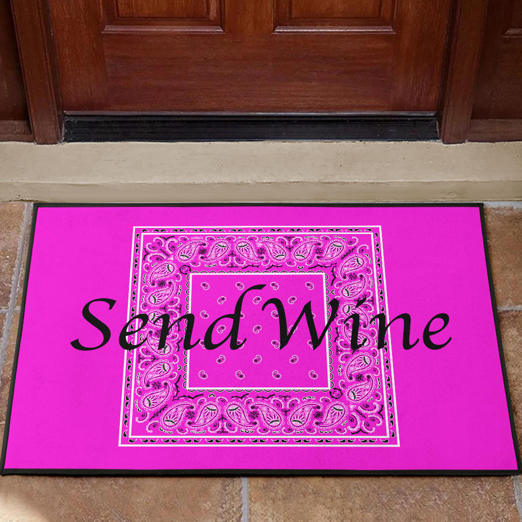 funny send wine pink door mat