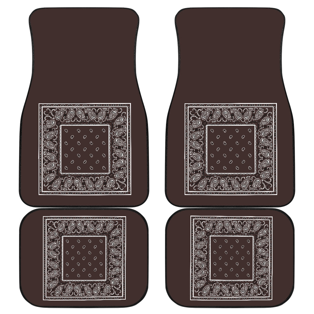 Quad Coffee Brown Bandana Car Mats - Minimal
