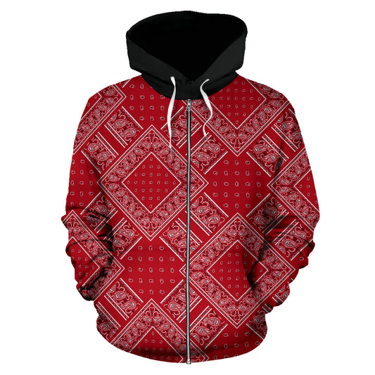 Classic Red Bandanas BT Zip Hoodie