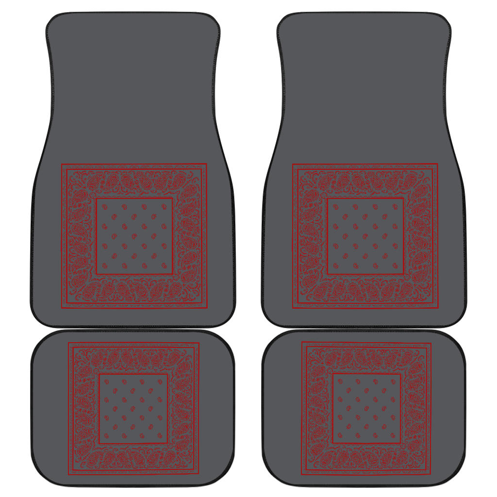 Quad Gray and Red Bandana Car Mats - Minimal