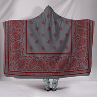 Gray and Red Bandana Hooded blanket