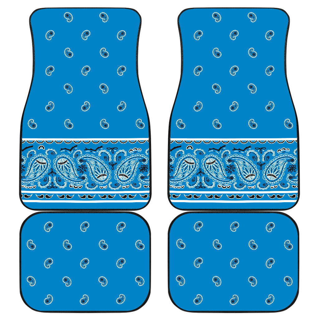 Quad Sky Blue Bandana Car Mats - Fancy